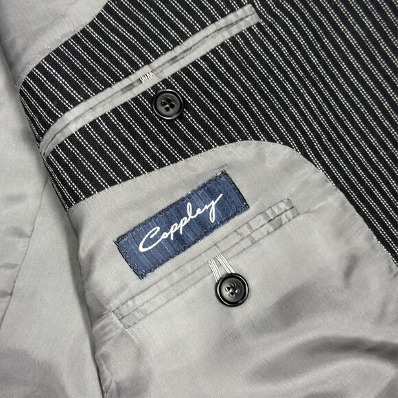 Coppley Striped Blazer Stretch Wool Sport Coat Made in Canada Black 44R - Picture 9 of 10